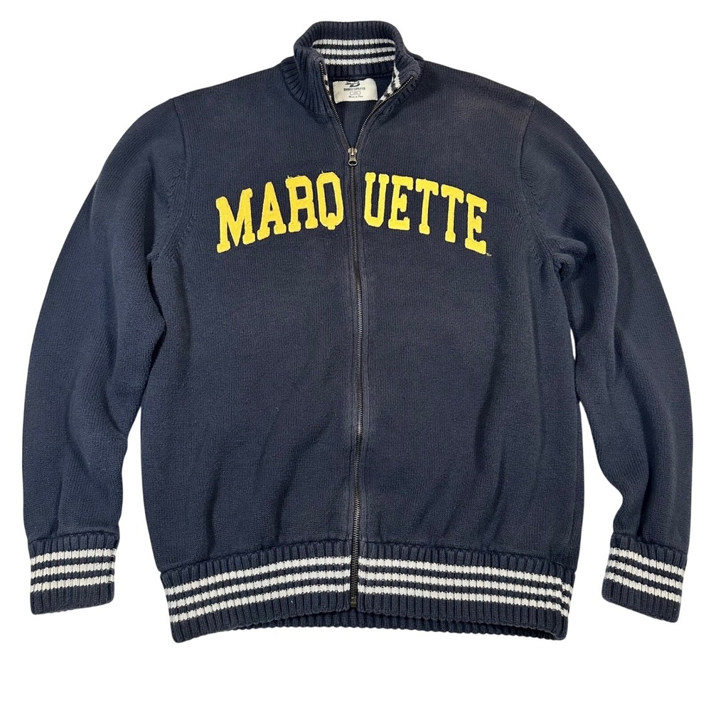 Marquette University Golden Eagles Mens‎ Large Navy Full Zip Sweater Cardigan